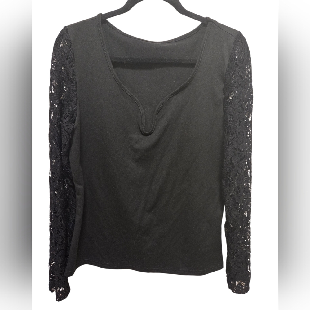 Black Laced Long Sleeve Blouse